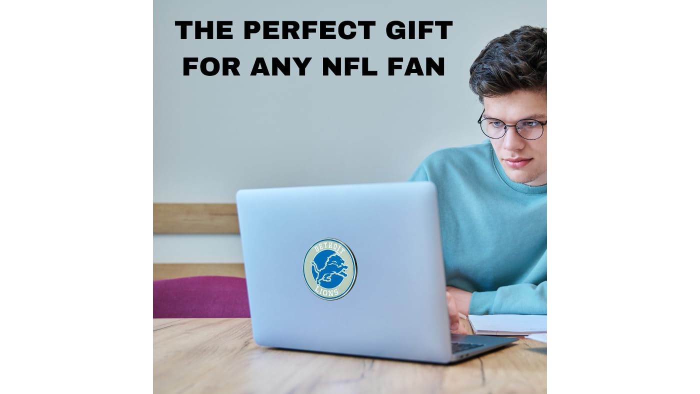 FANMATS Detroit Lions NFL 3D Metal Team Emblem Decal - Weatherproof Indoor/Outdoor Sticker for Cars, Coolers, Lockers & Toolboxes - Easy Peel & Stick Application - Perfect Football Fan Gift for Game Day, Tailgating & Home Decor