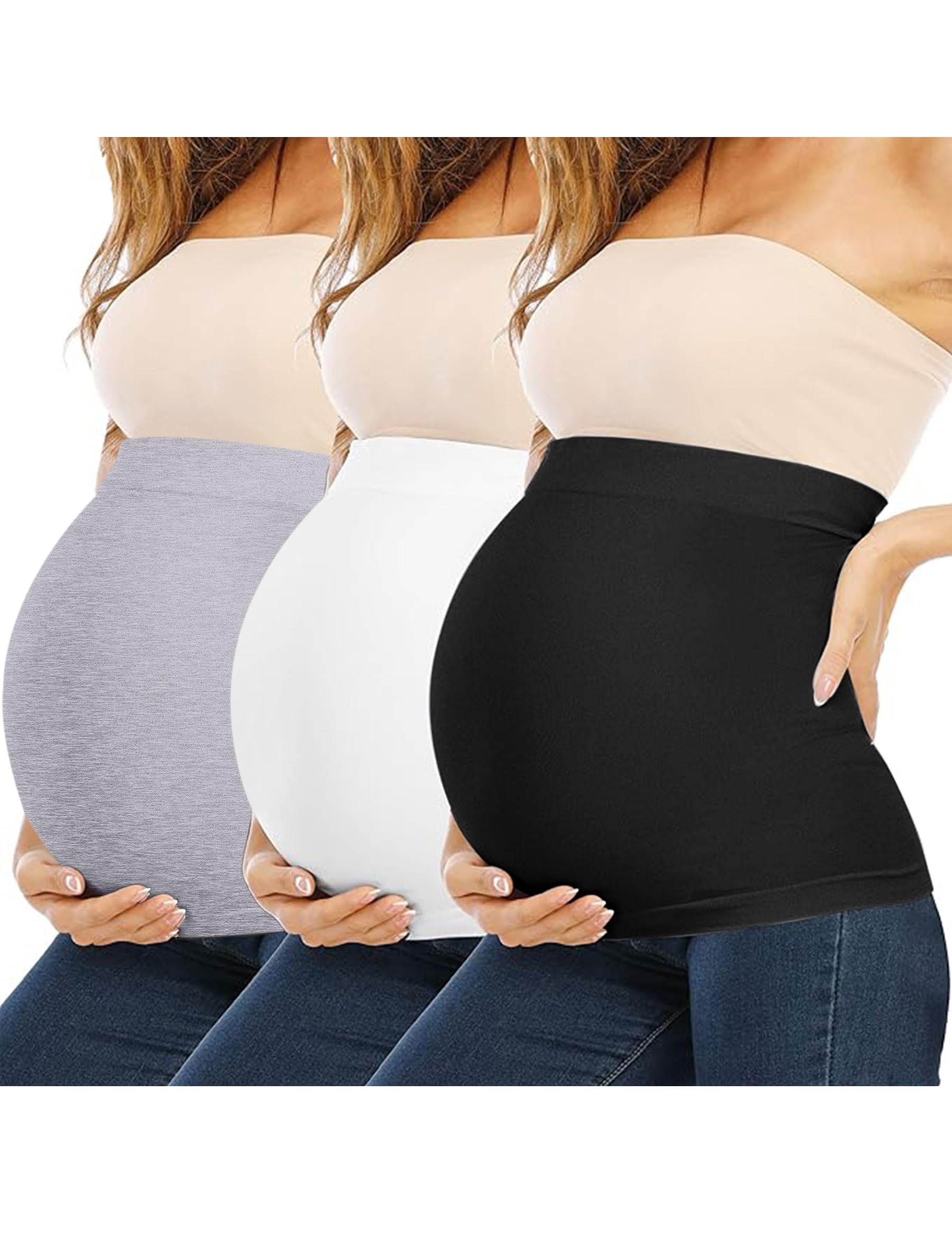 Rheane Maternity Belly Band for Pregnant Women - Adjustable Pregnancy Support Belt & Maternity Jeans Extender - Comfortable Belly Band for Everyday Wear During Pregnancy, Work & Maternity Photos