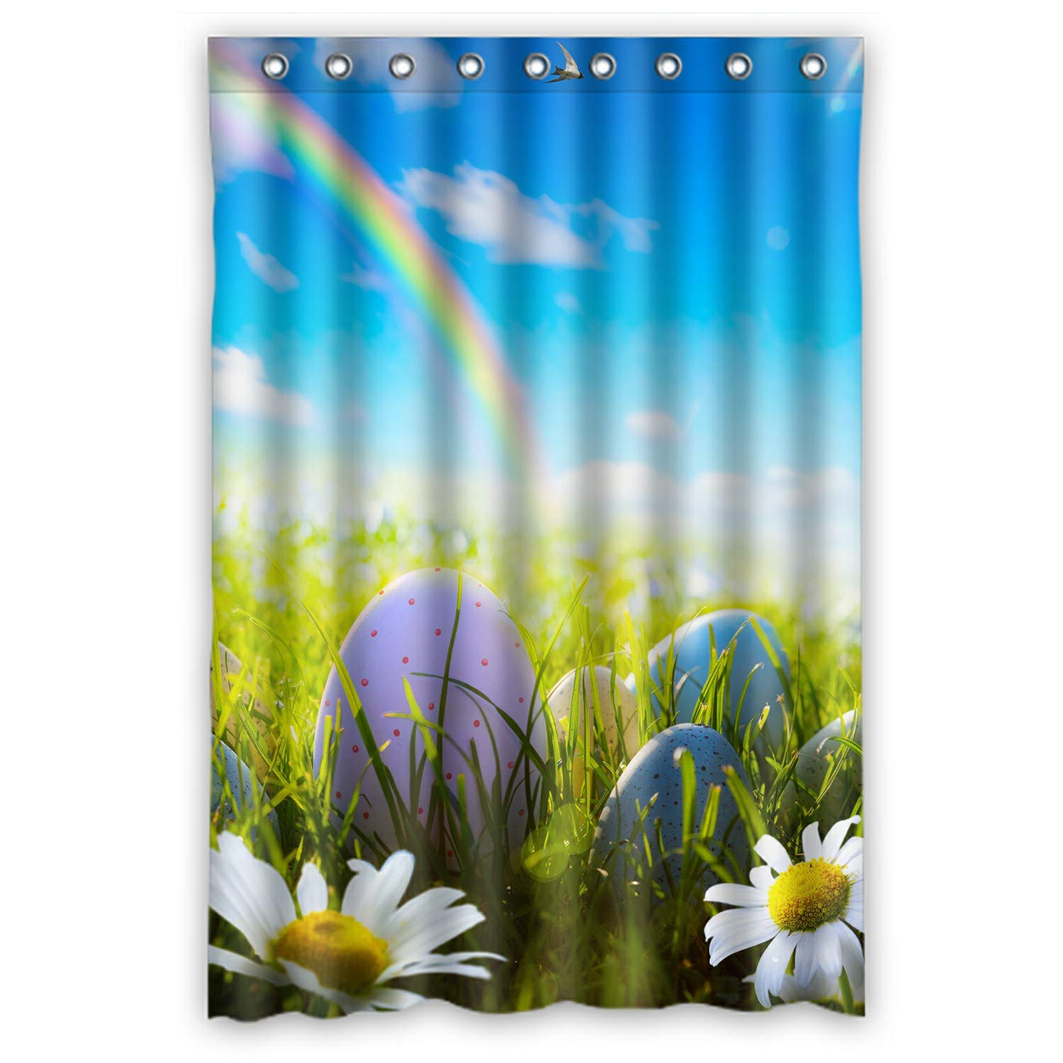ECZJNT Easter Egg Art Spring Field Shower Curtain - Waterproof Bathroom Decor 48x72 Inch - Perfect for Easter Decorations, Spring Home Refresh & Bathroom Makeover