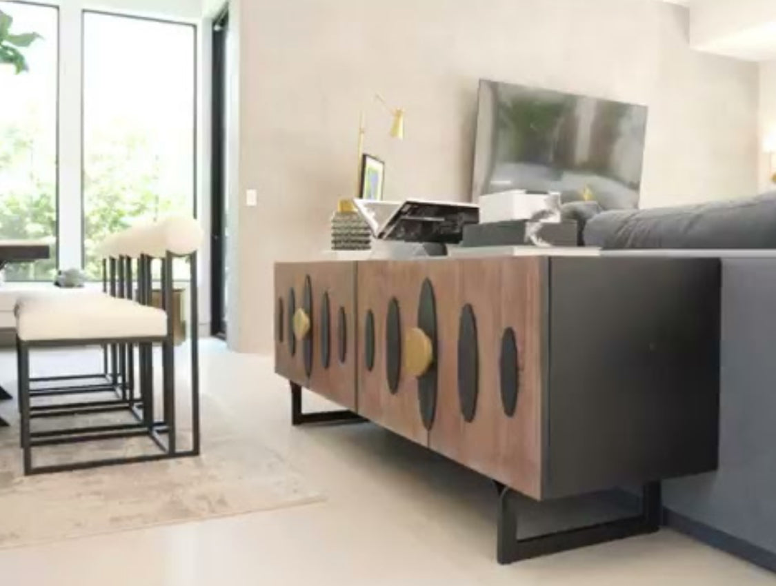 Harlow Sofa Console Table - Modern Sideboard with Storage Shelf for Living Room, Entryway & Hallway - Perfect Behind Couch, Under TV or as Entry Table