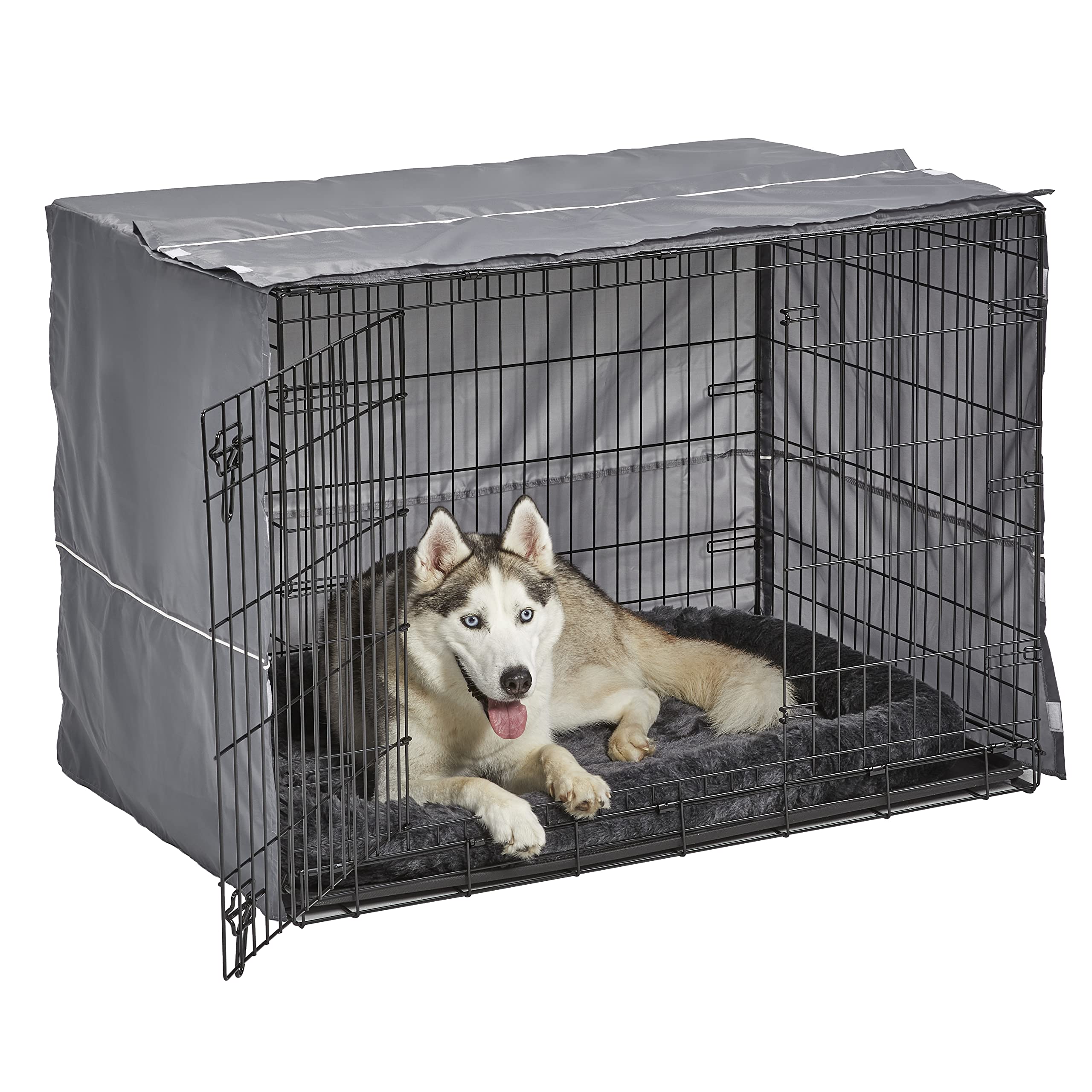 Premium Dog Crate Comfort Kit - Soft Crate Cover & Plush Dog Bed for Midwest & New World 42-Inch Crates, Gray - Cozy Home for Your Pet, Perfect for Travel, Training & Indoor Use