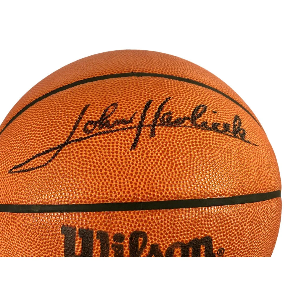 John Havlicek Autographed Boston Celtics Vintage Basketball - NBA Signed Memorabilia with COA - Perfect for Collectors, Fans, and Sports Memorabilia Displays