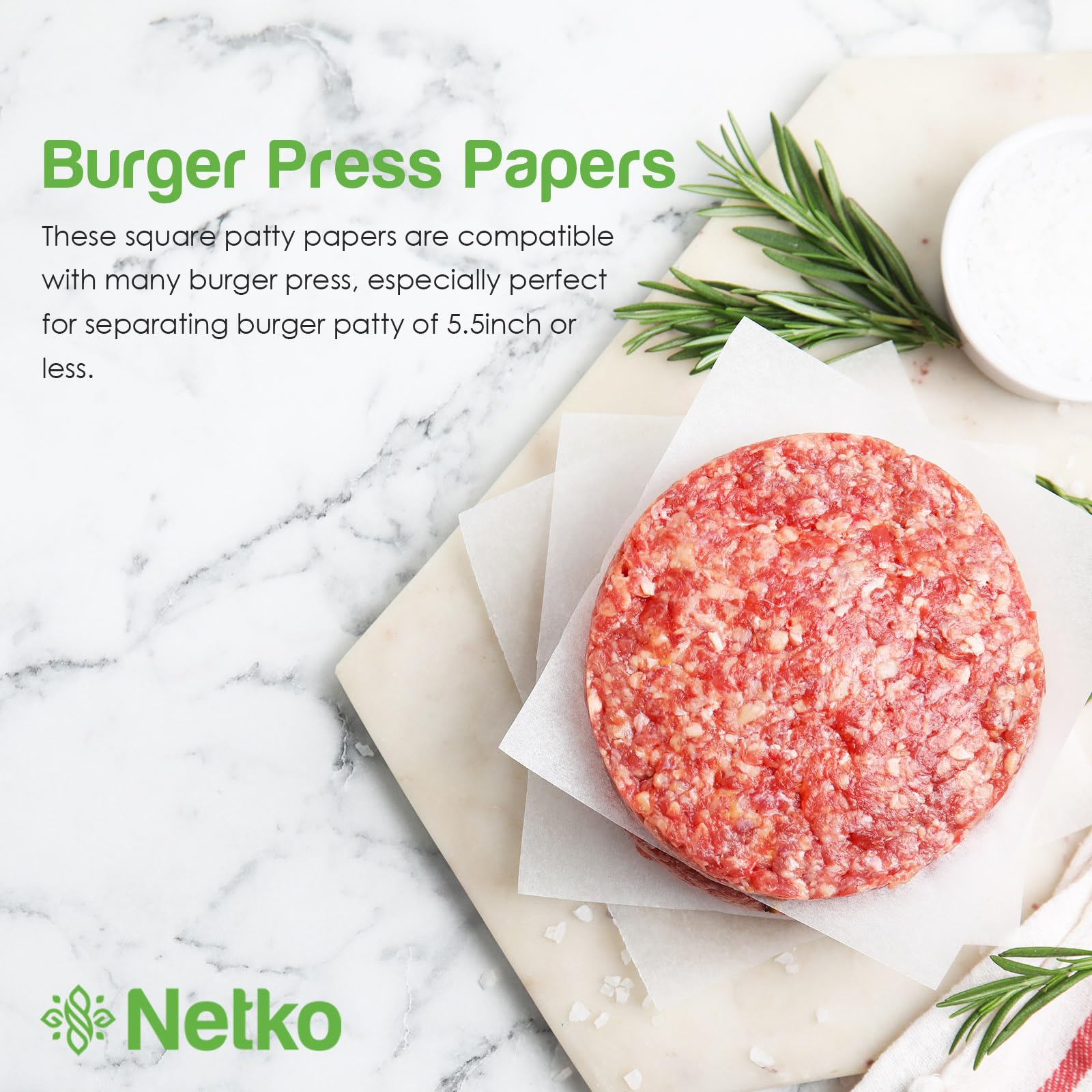 Non-Stick Hamburger Patty Paper Sheets 4.75x5 Inches - 1000 Waxed Burger Press Papers for Perfect Patties, Freezing & Food Prep | Ideal for BBQ, Grilling & Meal Prep