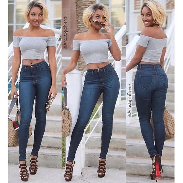 Dark Wash High Waist Skinny Jeans for Women - Stretch Denim Pants with Tummy Control - Perfect for Casual Wear, Office & Date Night