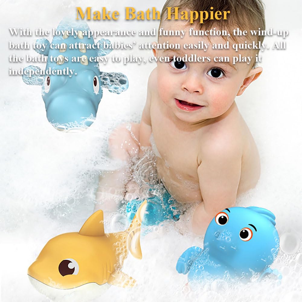 Wind-Up Swimming Bear Bath Toy - Floating Water Toy for Kids, Fun Bathtub & Pool Toy for Toddlers (Blue) - Perfect for Bath Time, Pool Parties & Indoor Play