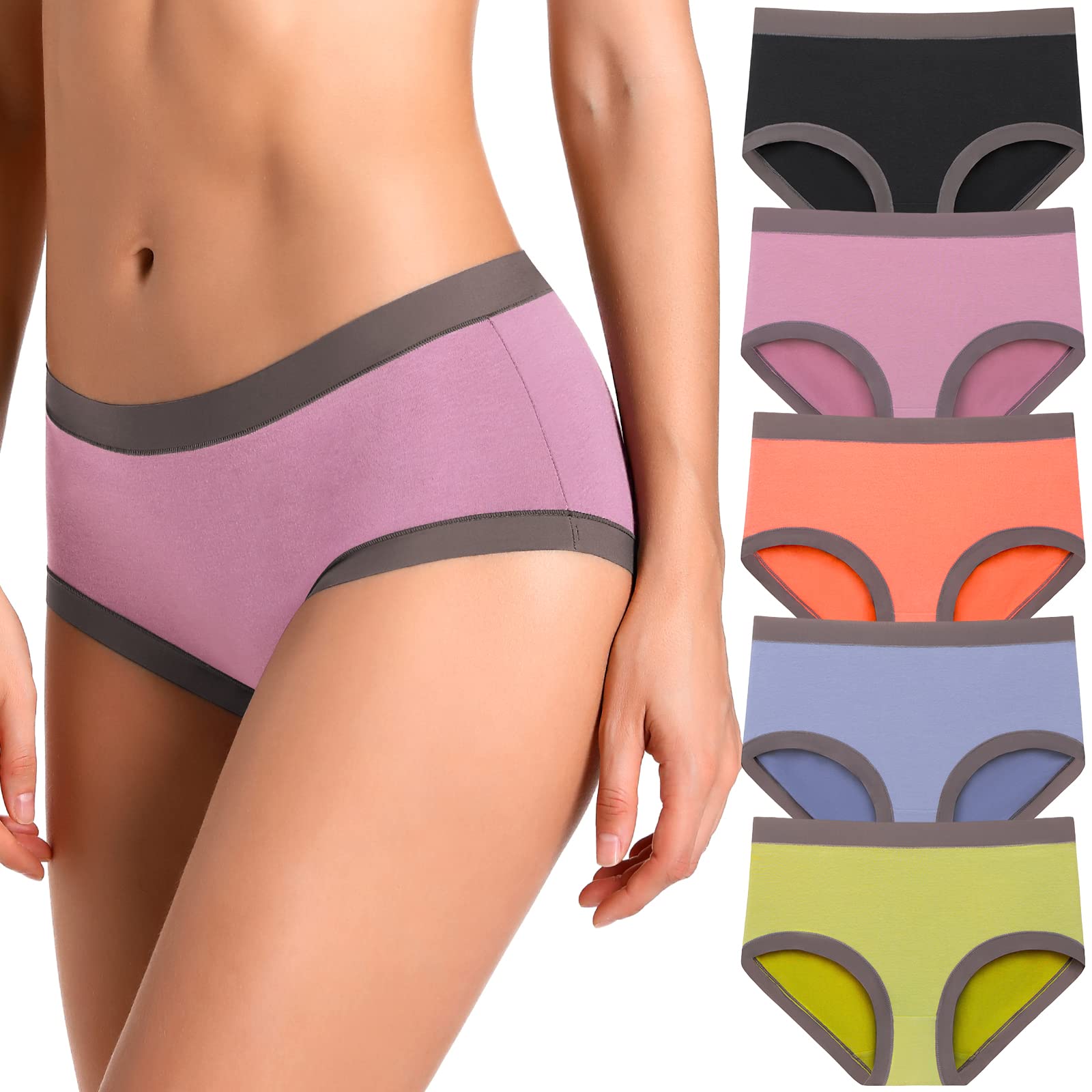 Women's Cotton Underwear 5-Pack - Seamless Soft Full Coverage Hipster Panties - Breathable Stretch Briefs for Everyday Comfort & Lounge Wear