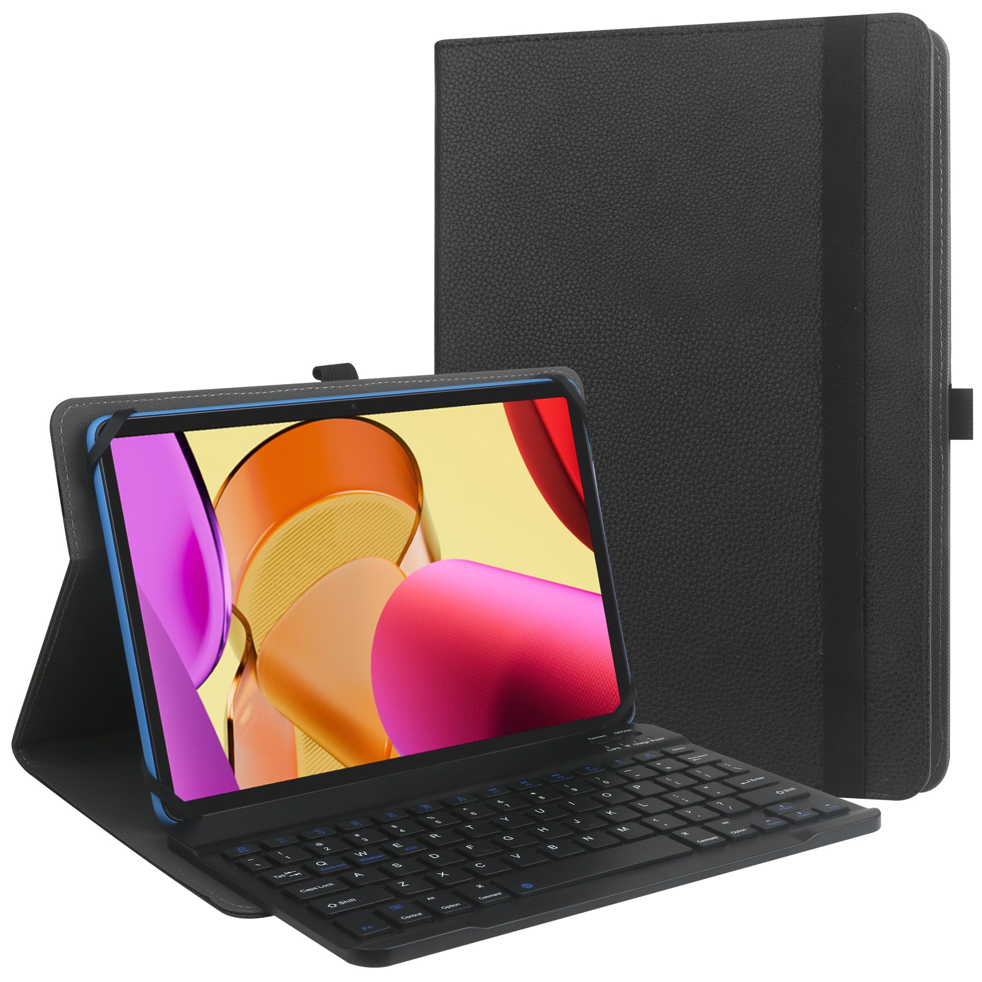 KuRoKo Universal Tablet Case with Keyboard for 9-11 Inch Tablets - Compatible with iPad, Galaxy Tab, Pixel & More | Detachable Wireless Bluetooth Keyboard & Stylus Holder | Perfect for Work, Study & Travel