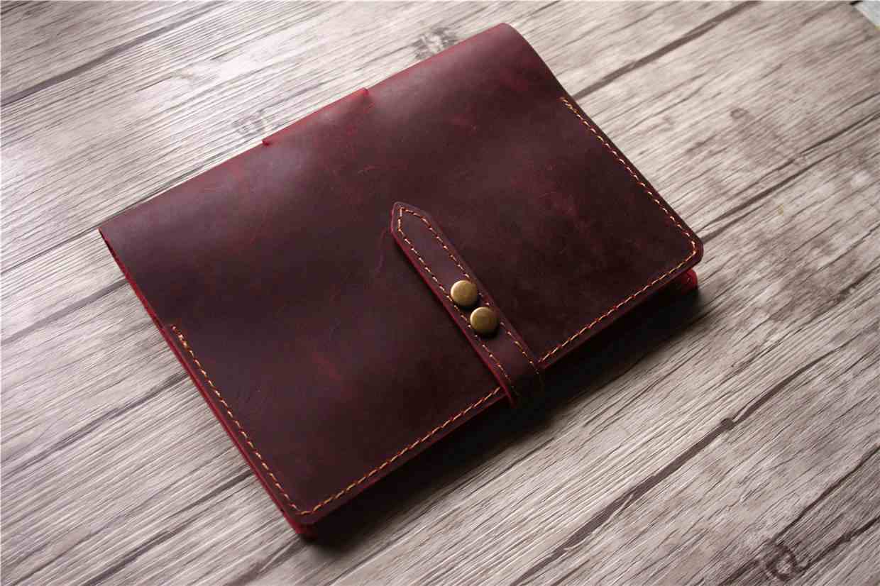 Personalized Red Leather Journal Notebook - Refillable & Customizable for Writing, Sketching, and Gift Giving
