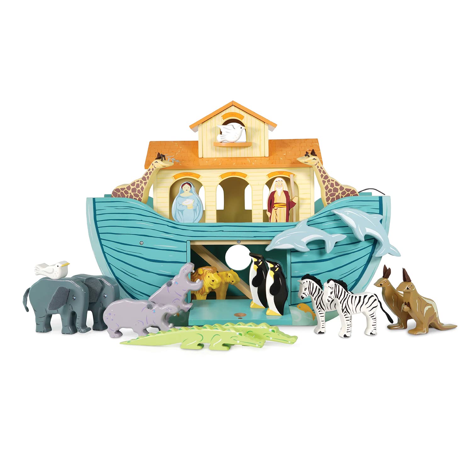 Le Toy Van Wooden Noah's Ark Pretend Play Toy - Educational Role Play Set for Kids Ages 3+ | Perfect for Preschool Learning, Birthday Gifts & Imaginative Play (TV259)