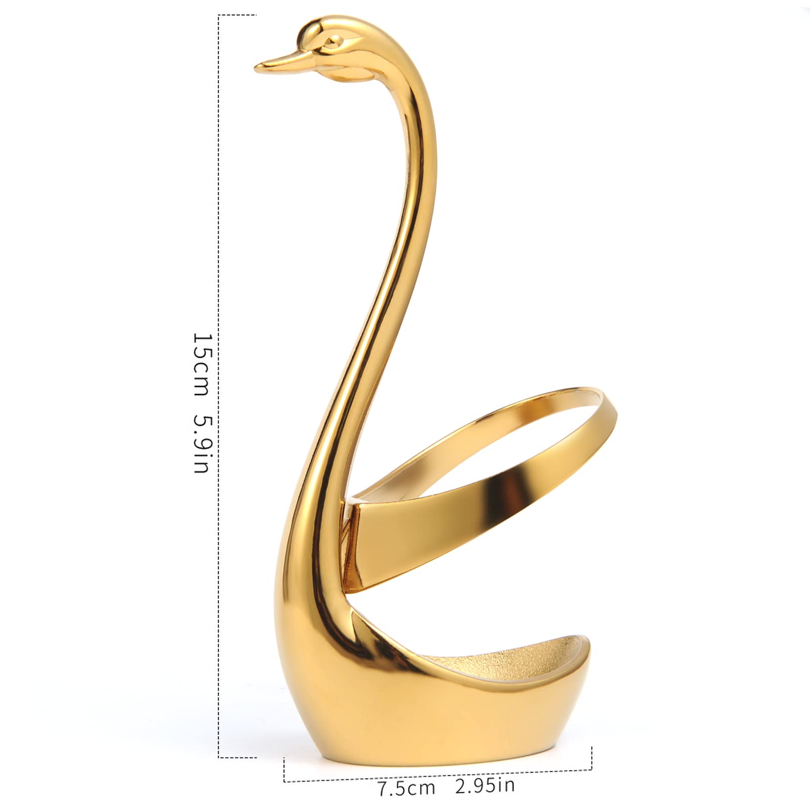 AnSaw 24K Gold-Plated Swan Base Cutlery Set - 5 Coffee Spoons & 5 Fruit Forks with 4.7