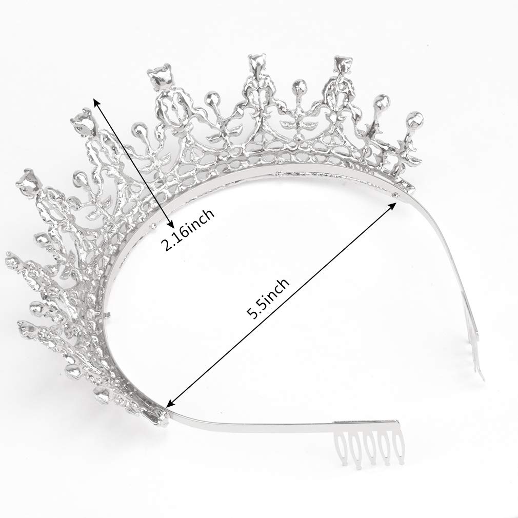 Silver Rhinestone Crown Tiara for Women & Girls - Elegant Princess Bridal Wedding Birthday Prom Crown with Combs | Perfect for Parties, Pageants, and Special Occasions