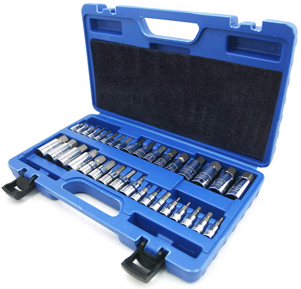 NORTOOLS Master Hex Bit Socket Set - 34-Piece S2 Steel Allen & Torx Bit Kit (SAE/Metric) with 1/2