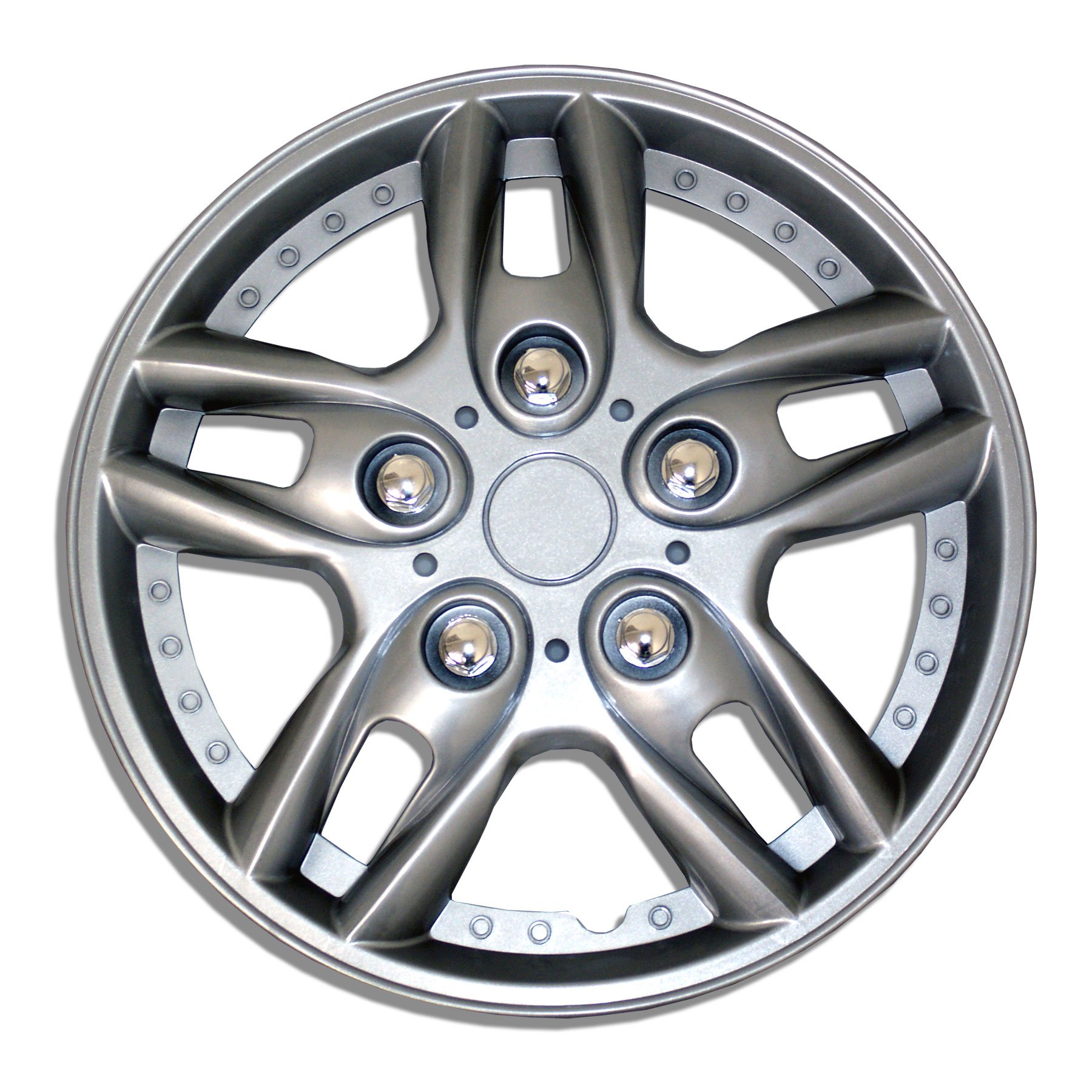 TuningPros WSC-515S15 15-Inch Silver Wheel Skin Covers (Set of 4) - Hubcaps for Cars, Trucks & SUVs - Enhance Vehicle Appearance & Protect Rims