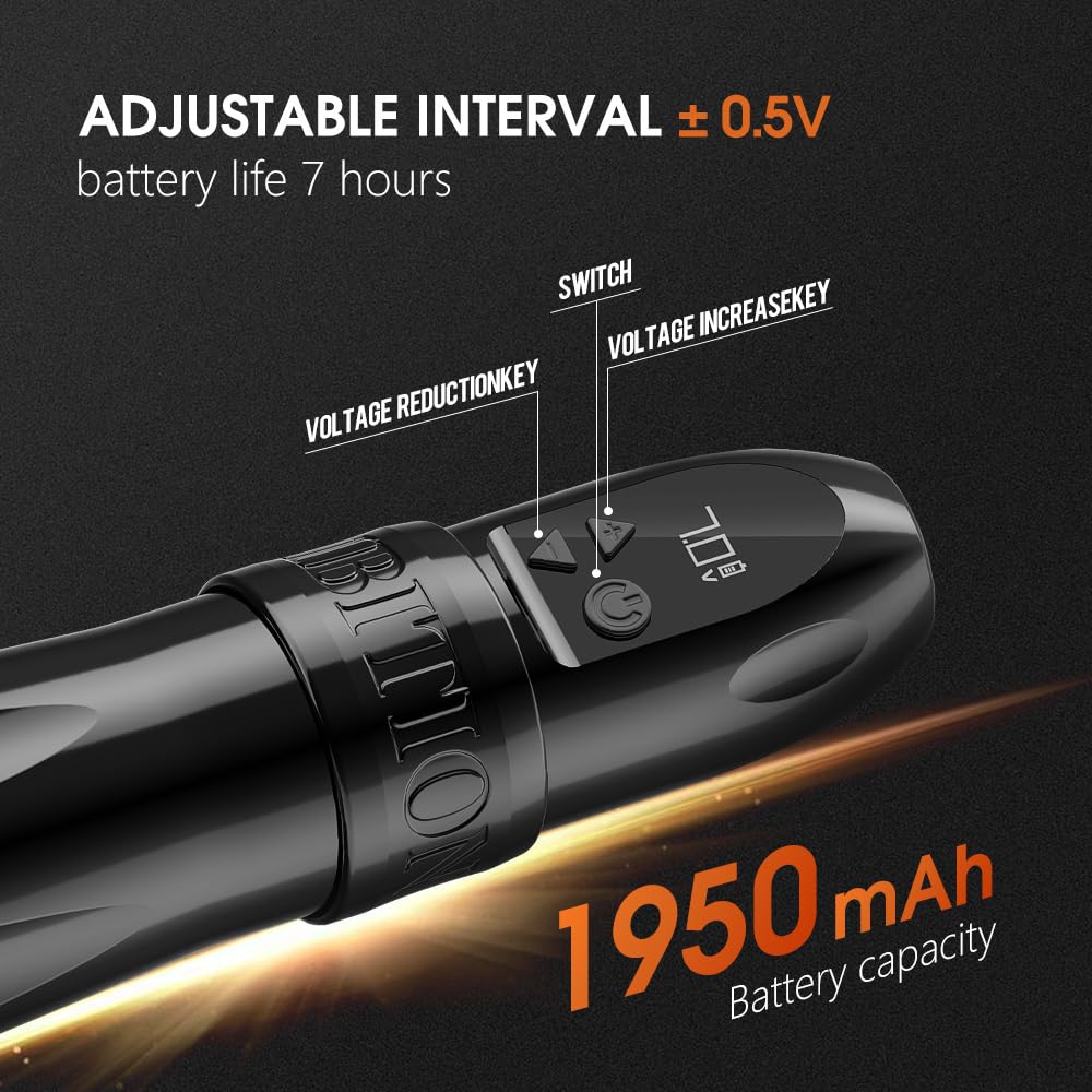 Ambition Troll Wireless Tattoo Pen Machine - Professional Rotary Tattoo Gun with 1950mAh Battery, LCD Display & Coreless Motor | Perfect for Tattoo Artists, Beginners & Studio Use