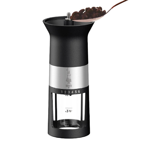 Bialetti Manual Coffee Grinder - Adjustable Burr Mill for Espresso, French Press & Pour Over - Perfect for Home, Office & Travel Use