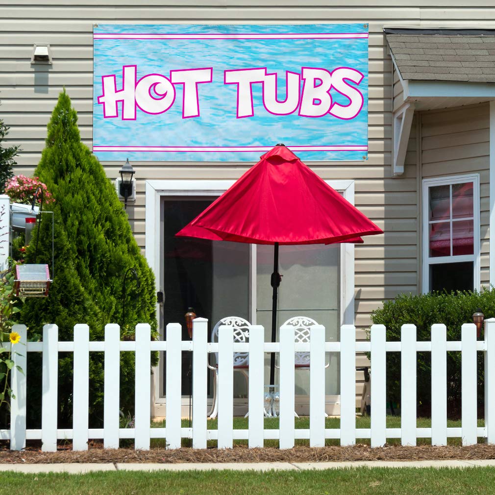 Durable Vinyl Banner for Hot Tubs & Business Signs - Weatherproof Outdoor Yard Sign with 10 Grommets, Aqua-Blue, 60x144 Inches - Perfect for Trade Shows, Construction Sites & Event Advertising