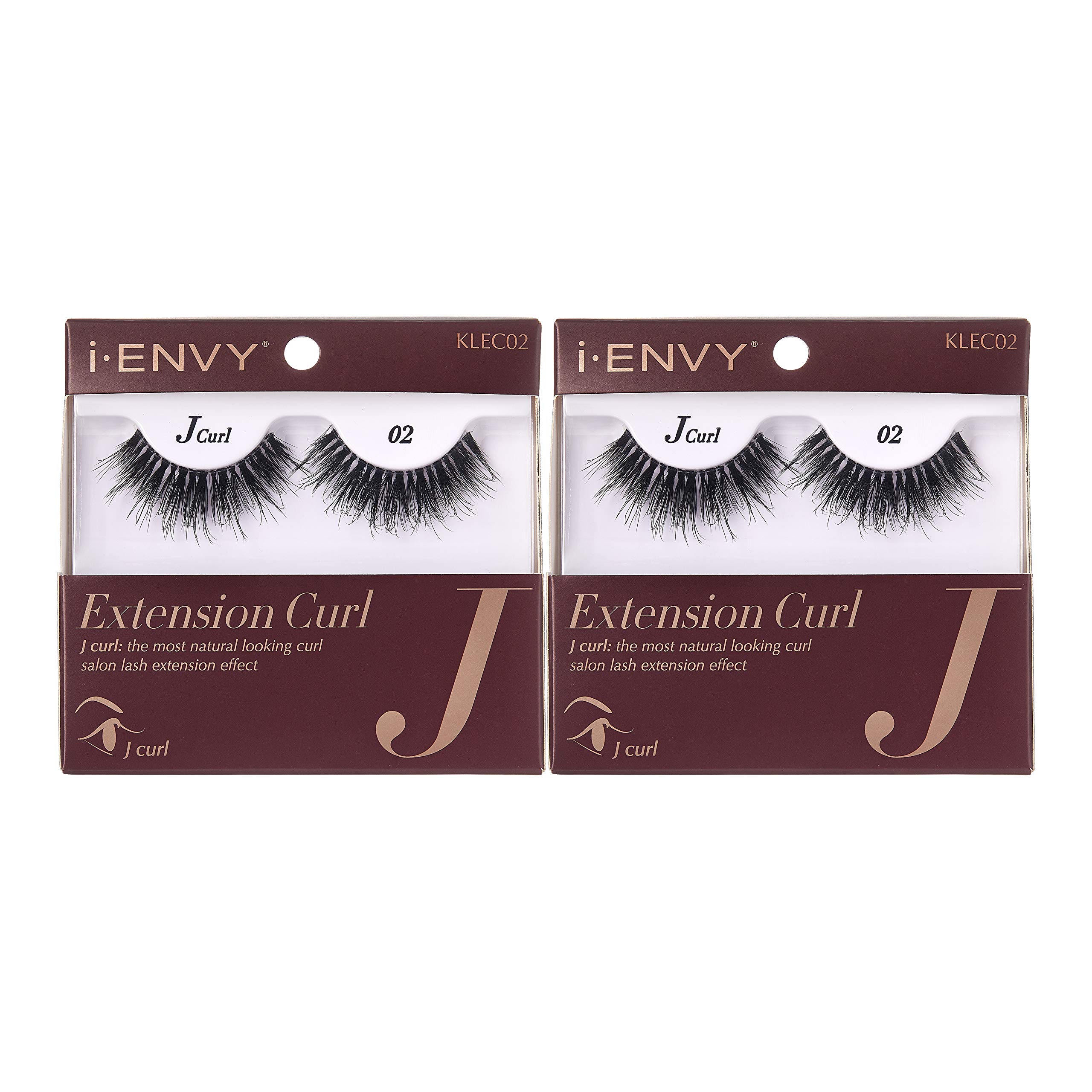 i-Envy 2 Pairs False Eyelashes - J Curl Natural Lashes for Salon Lash Extension Effect | Perfect for Daily Wear, Parties & Special Occasions