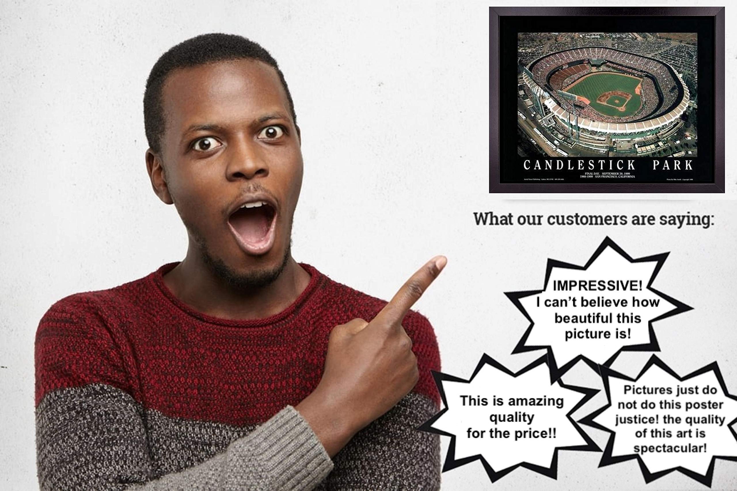 San Francisco Baseball Stadium Poster - Candlestick Park Final Game Aerial Wall Art Decor | 23x29 Framed Print | Perfect for College Bedroom, Man Cave & Sports Gifts | SF Giants Memorabilia for Men & Women