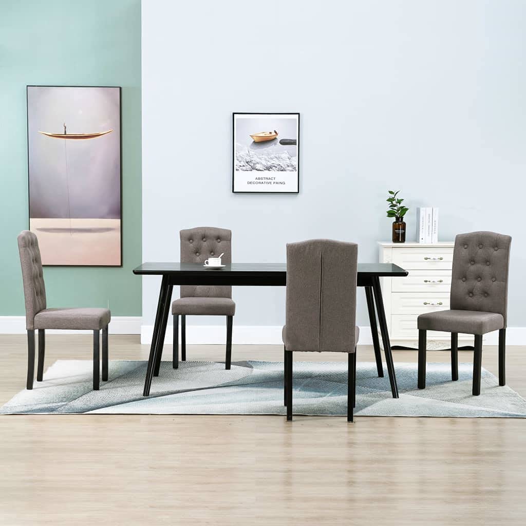 4-Piece Sywamol Taupe Fabric Dining Chairs Set - Comfortable Kitchen, Restaurant & Bedroom Chairs for Home, Cafe and Office Use