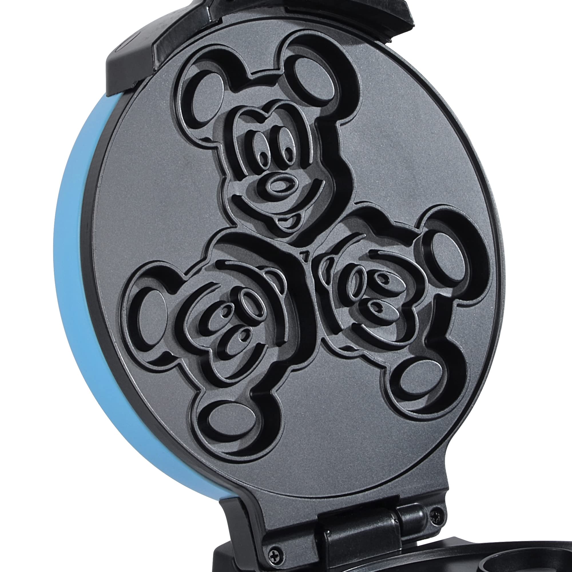 Disney Mickey & Minnie Double Flip Waffle Maker with Non-Stick Plates - Blue Mickey Mouse Kitchen Appliance for Disney Fans - Makes 6 Heart-Shaped Waffles - Perfect for Breakfast, Brunch & Disney-Themed Parties