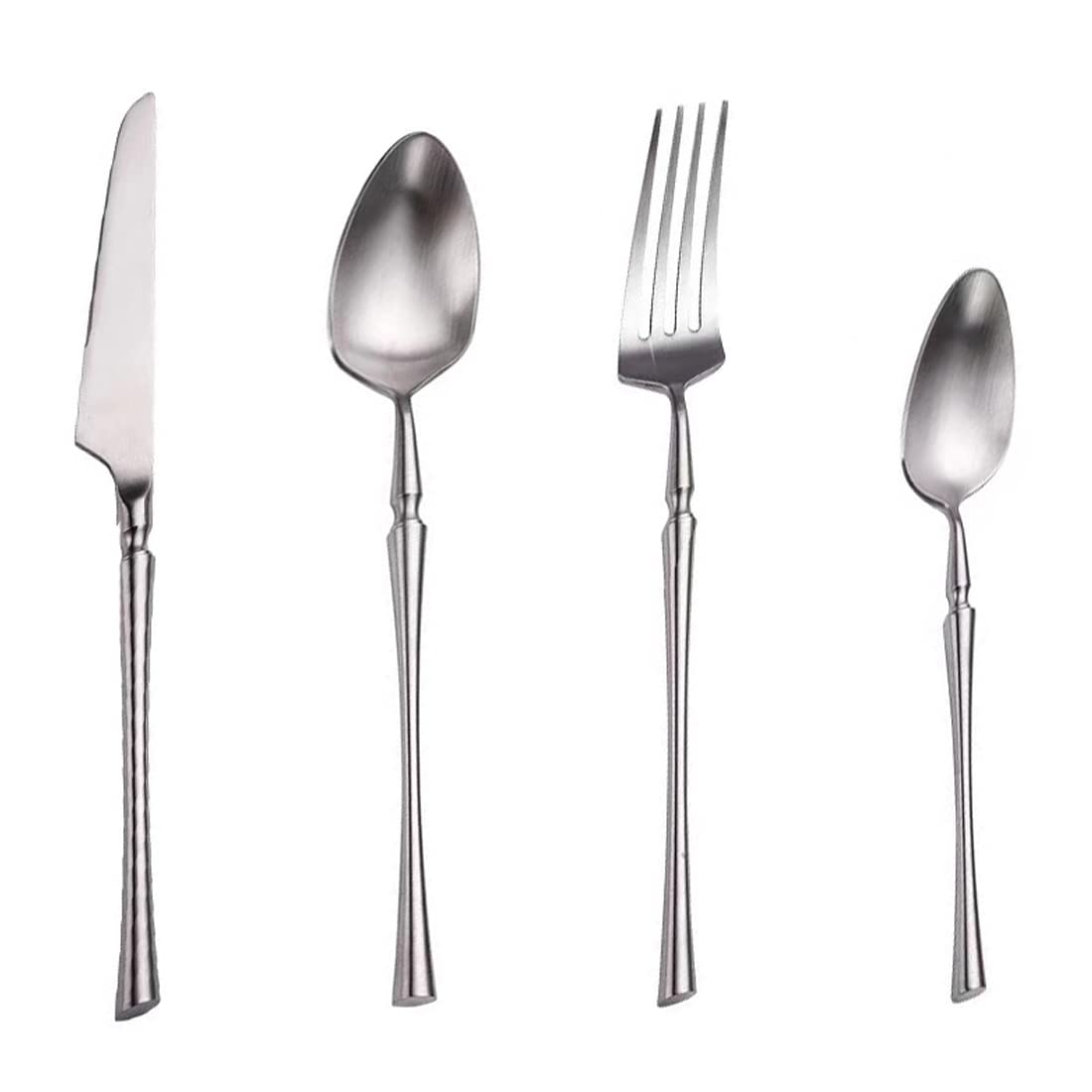48-Piece Matte Silverware Set - Stainless Steel Flatware for 12, Elegant Metal Cutlery Set for Home & Parties - Dishwasher Safe - Perfect for Dinner Parties, Weddings & Everyday Dining