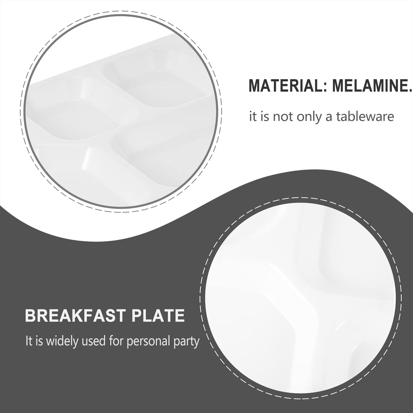 DOITOOL 12-Inch Ceramic Serving Tray with 3 Compartments - Microwave & Dishwasher Safe Pasta Plate for Adults, Perfect for Home, School, Office Meals & Party Food Serving