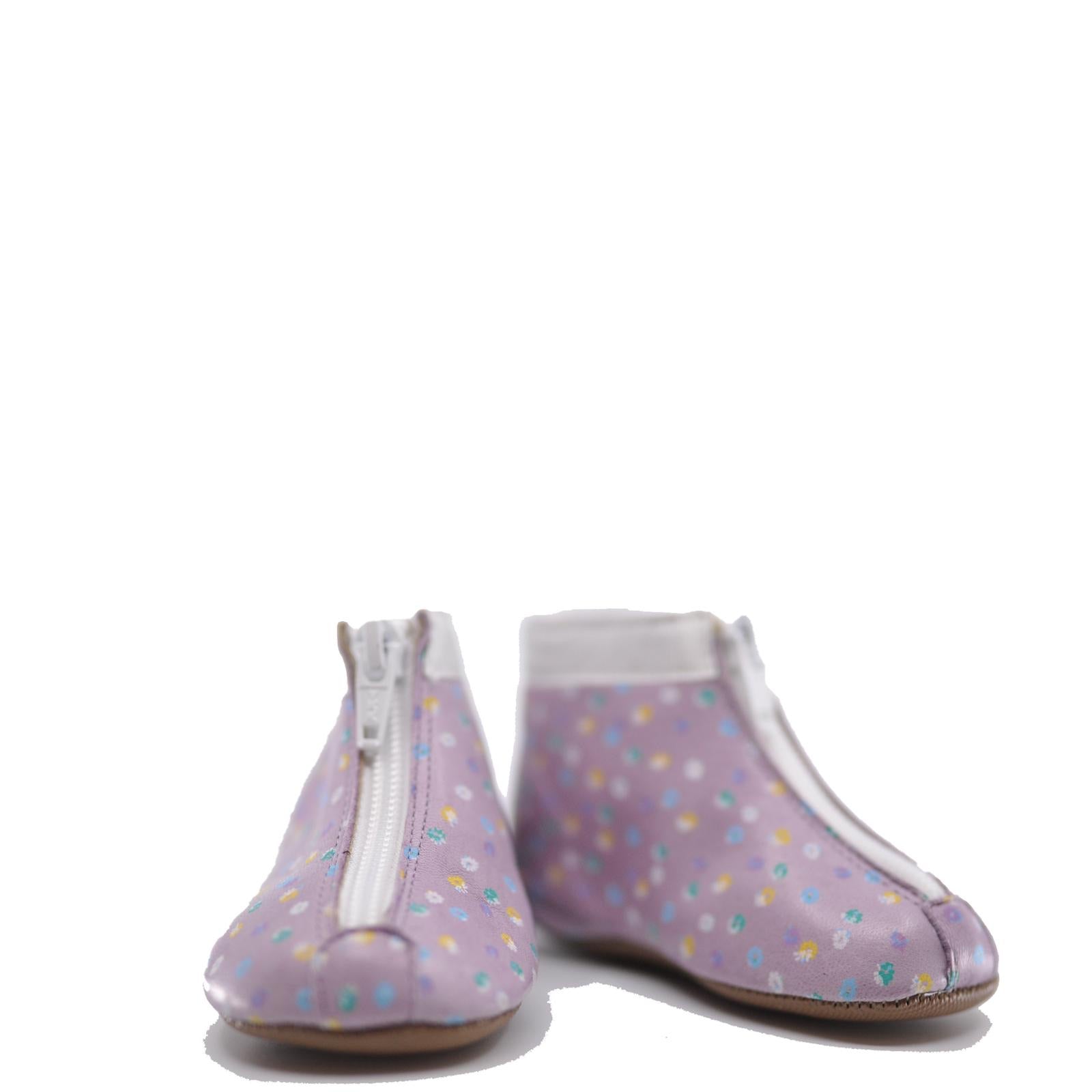 Pepe Lilac Floral Zipper Baby Booties - Soft & Comfortable Infant Shoes for Newborns & Toddlers - Perfect for Outfits, Photo Shoots & Special Occasions