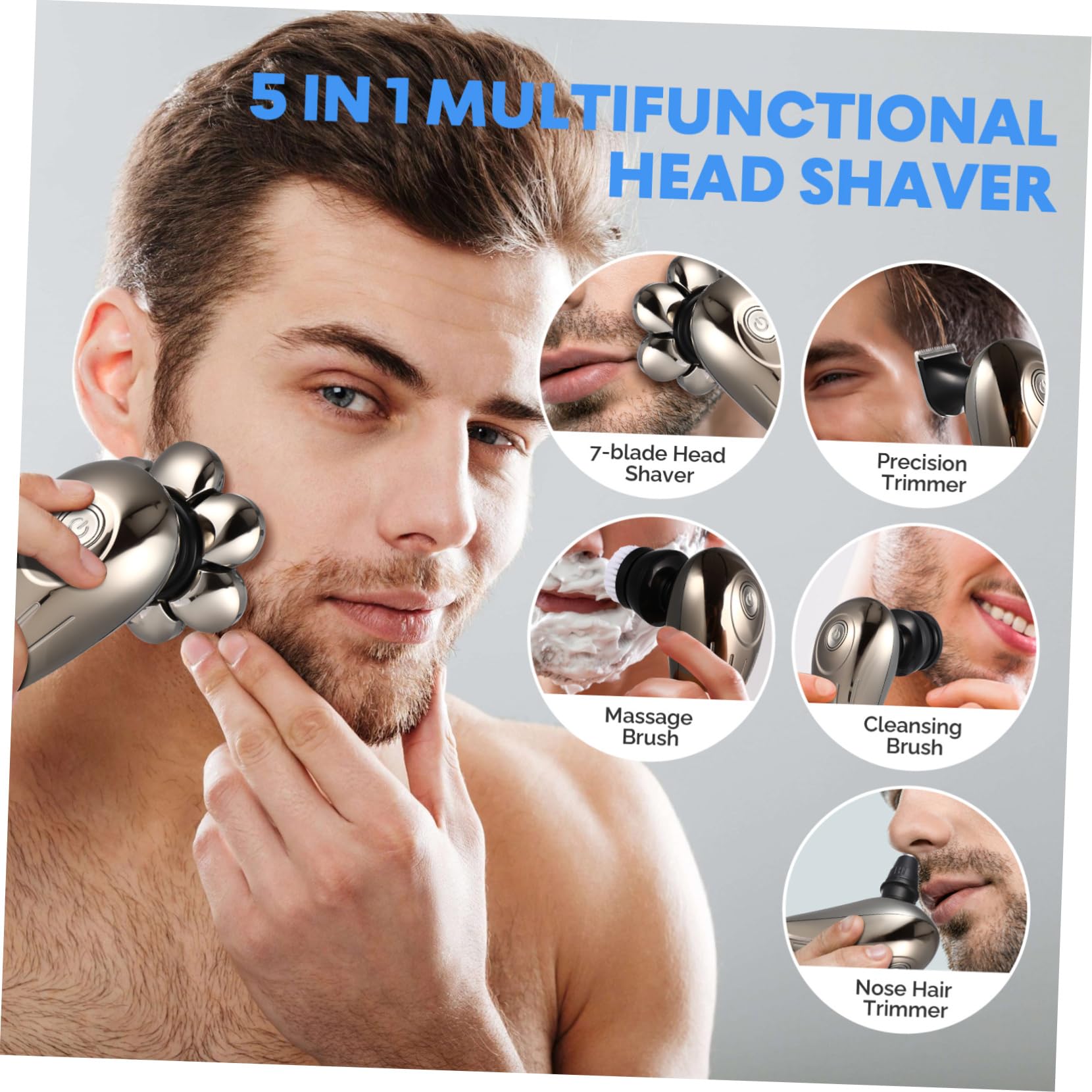 Premium Hemoton Electric Shaver & Trimmer for Men - Waterproof Cordless Razor for Face, Head, Beard, Nose & Eyebrow Grooming - Stainless Steel Blades - Perfect for Travel, Home & Gym Use