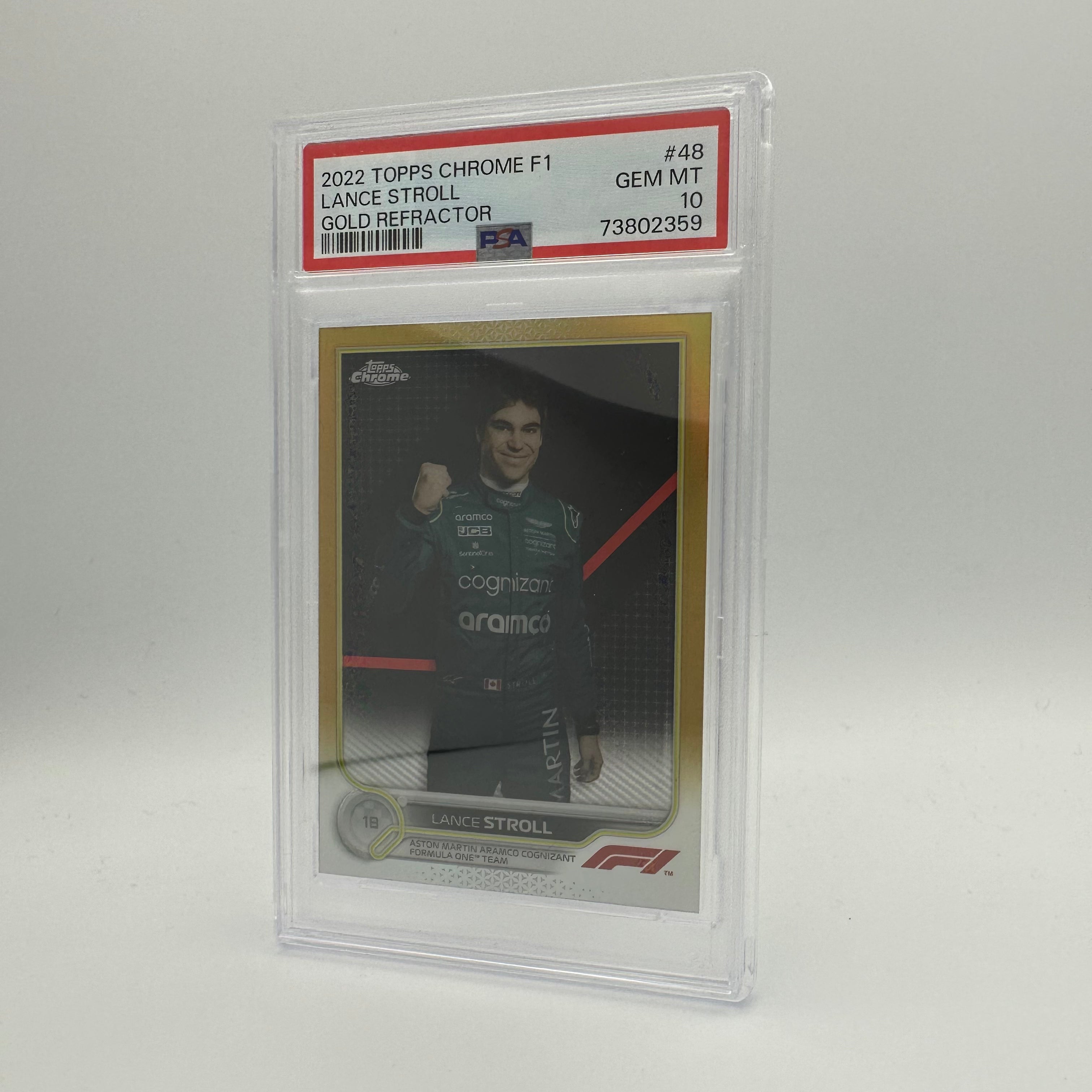 PSA 10 2001/50 Lance Stroll #48 Gold Refractor Rookie Card - Perfect for Collectors, Trading, and Display in Sports Memorabilia Collections