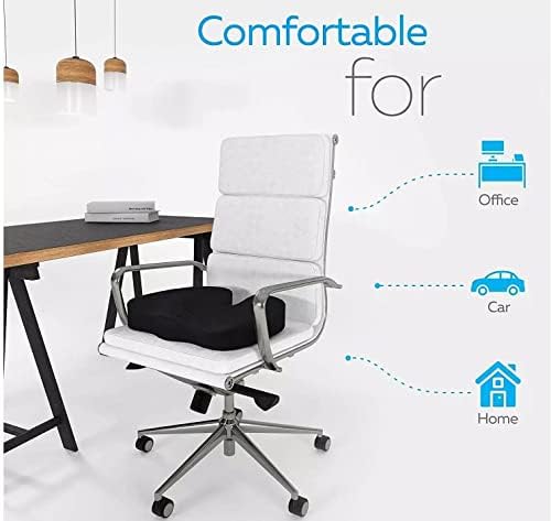 Premium Orthopedic Memory Foam Seat Cushion for Car, Office & Gaming Chairs - Coccyx & Tailbone Pain Relief - Sciatica Support Pillow with Breathable Mesh Cover (White) - Perfect for Long Drives, Work from Home & Back Pain Sufferers
