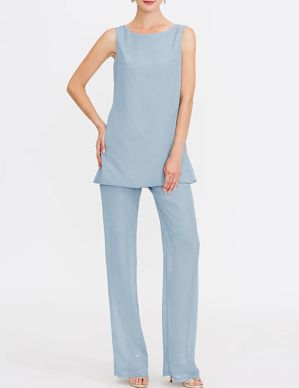 Elegant Chiffon Mother of The Bride Pant Suits 3-Piece Set - Formal Wedding Outfit & Evening Gown for Women - Perfect for Weddings, Receptions, and Special Occasions