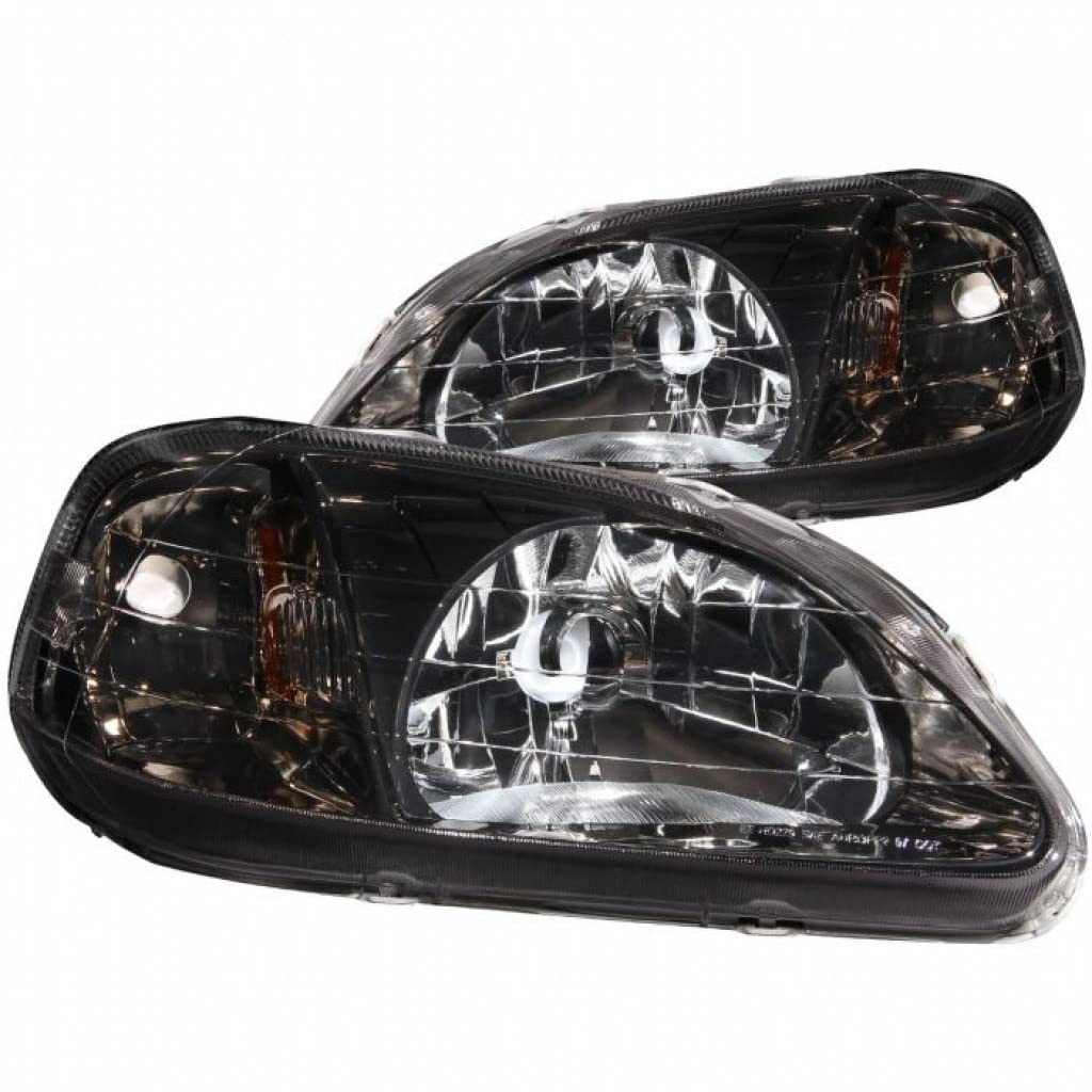 ANZO Crystal Headlights for Honda Civic 1999-2000 - Gun Metal Gray Style | 121234 | Upgrade Your Ride with Sleek Aftermarket Headlights for Night Driving & Car Shows