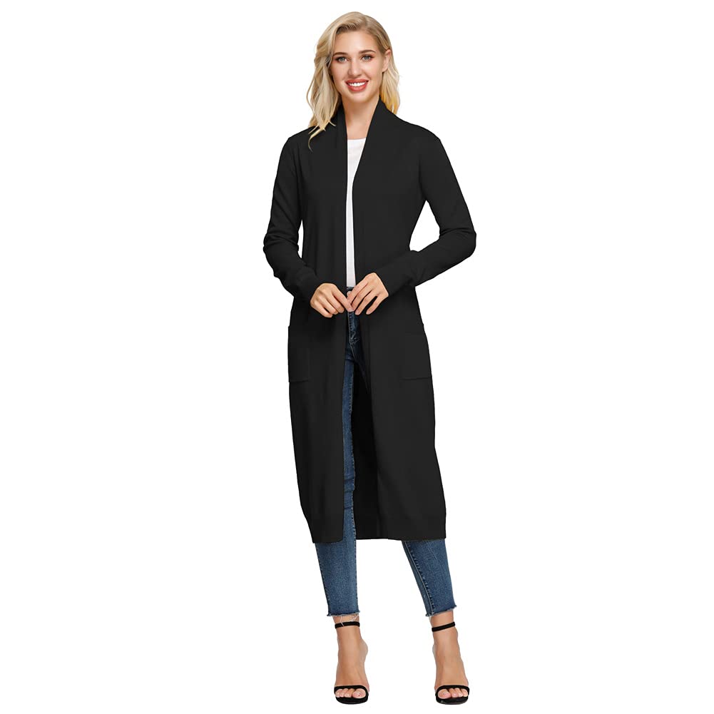 GRACE KARIN Women's Lightweight Long Sleeve Open Front Cardigan - Spring & Fall Casual Waterfall Duster Sweater for Work, Travel & Layering Outfits