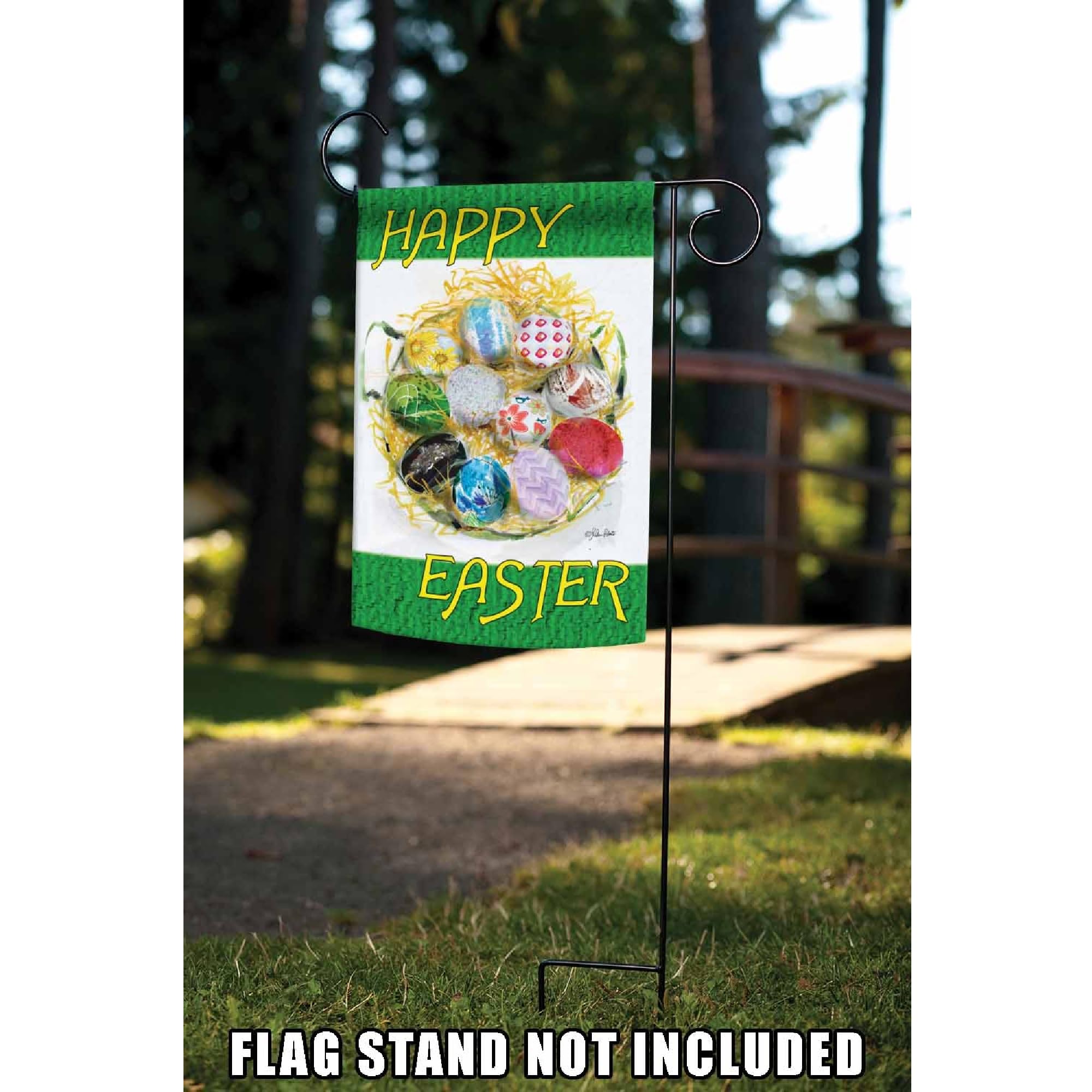 Happy Easter Nest Double-Sided Garden Flag 12x18 Inch - Outdoor Easter Decoration for Yard, House & Spring Celebrations - Perfect for Easter Egg Hunts, Spring Parties & Festive Home Decor