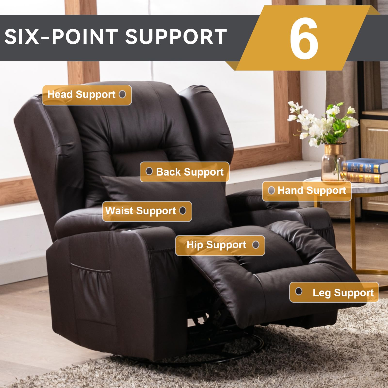 IPKIG 2-Piece Motion Sofa Loveseat Recliner Set with Manual Reclining, Center Console & Cup Holders - Brown Living Room Furniture for Home Theater, Office & Family Room