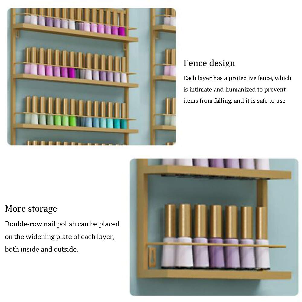 4-Tier Metal Wall Mount Nail Polish Organizer Rack - Lipstick & Perfume Display Shelf for Salon, Retail Store & Home Bathroom Organization