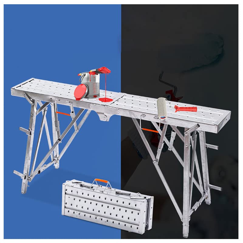 Accebei Heavy Duty Metal Scaffolding Equipment - Portable Folding Work Platform with Adjustable Height for Construction, Home Repair & DIY Projects