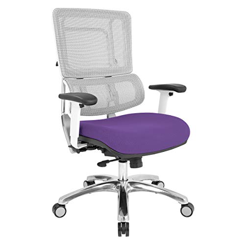 Polished Aluminum Base and Purple Mesh Seat