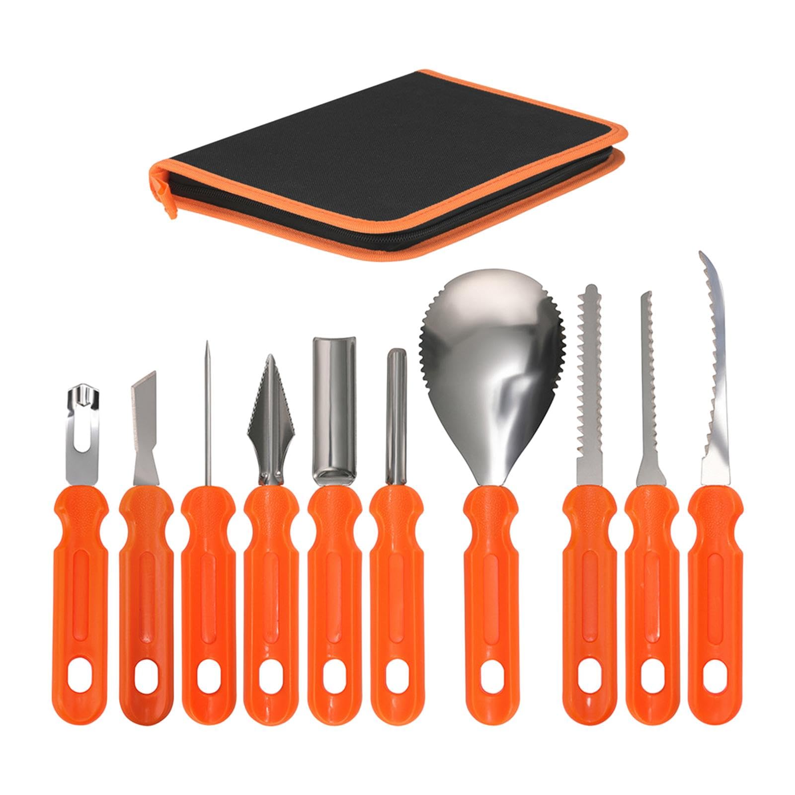 DYNWAVE 10-Piece Halloween Pumpkin Carving Kit - Professional Stainless Steel Pumpkin Carving Tools Set with Storage Bag for Adults & Kids - Perfect for Halloween Decorations, Party Activities & DIY Pumpkin Crafts