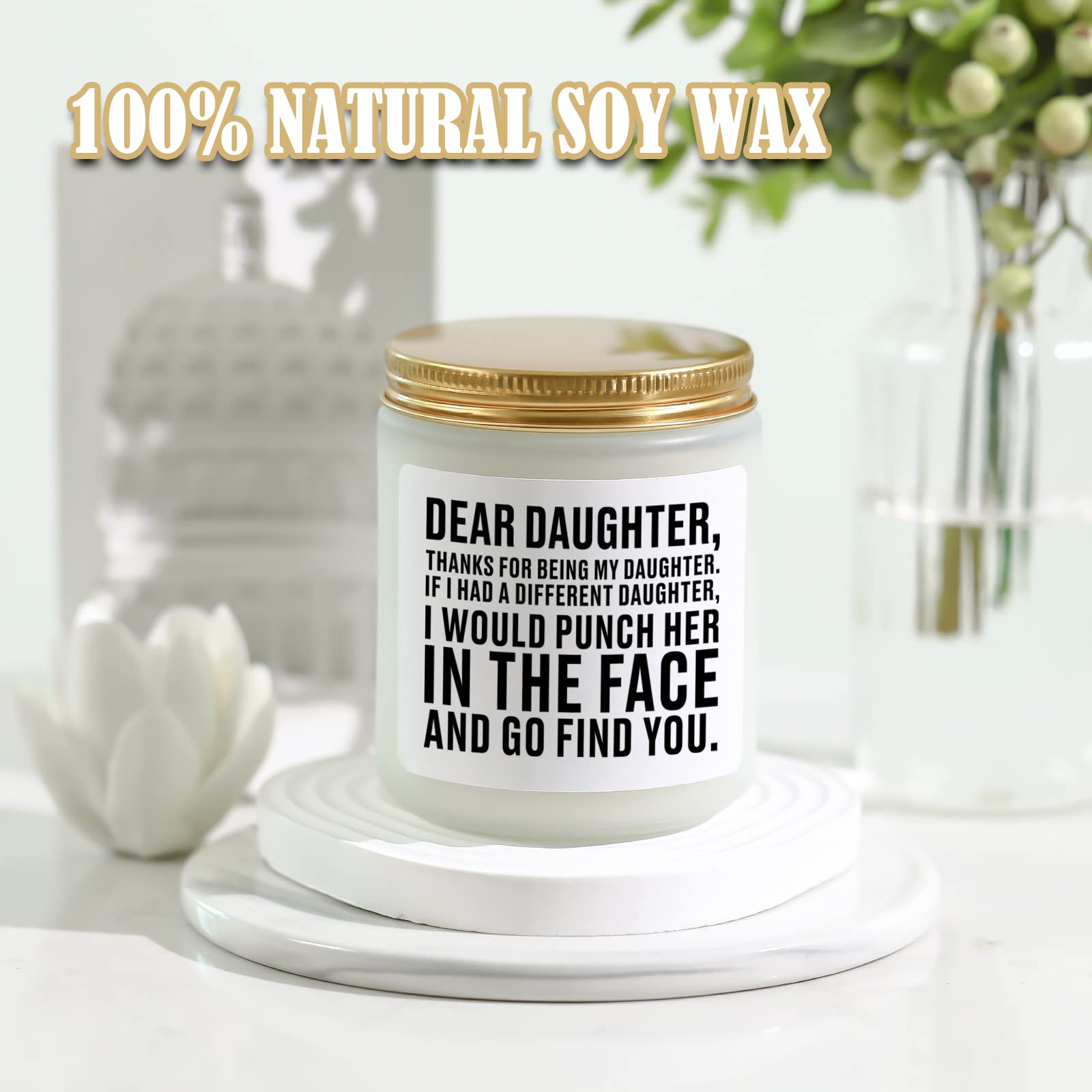 Lavender Scented Candle - Thoughtful Birthday & Graduation Gift for Daughter from Mom & Dad | Funny Christmas & Valentine's Present | Relaxing Aromatherapy for Bedroom & Home Decor