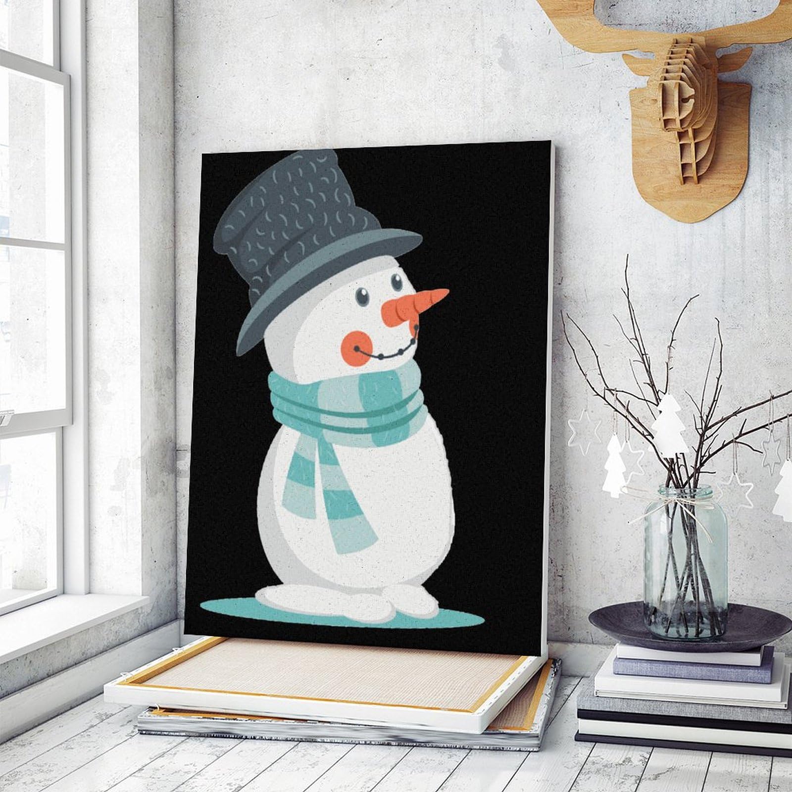 Personalized Snowman Paint by Number Kit for Adults - DIY Digital Oil Painting with Frame, Creative Christmas Gift for Home Decor & Holiday Crafting