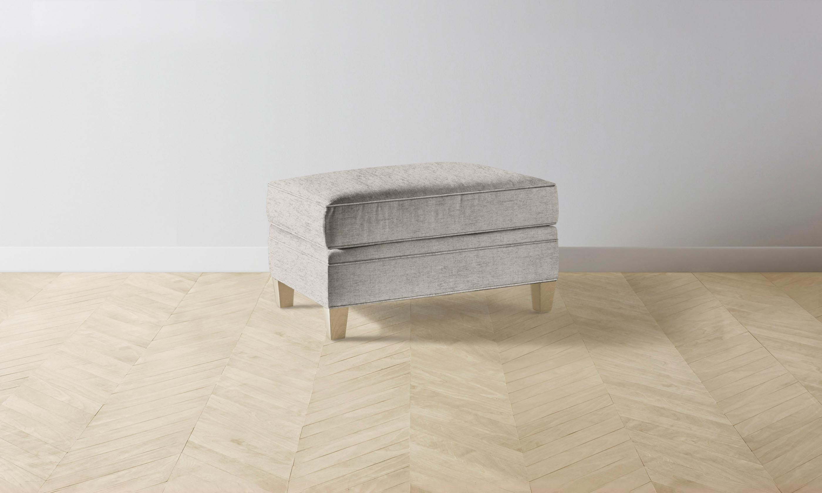 Carmine Ottoman with Performance Tweed in Oatmeal - Stylish Footrest & Accent Chair for Living Room, Bedroom, or Office Decor
