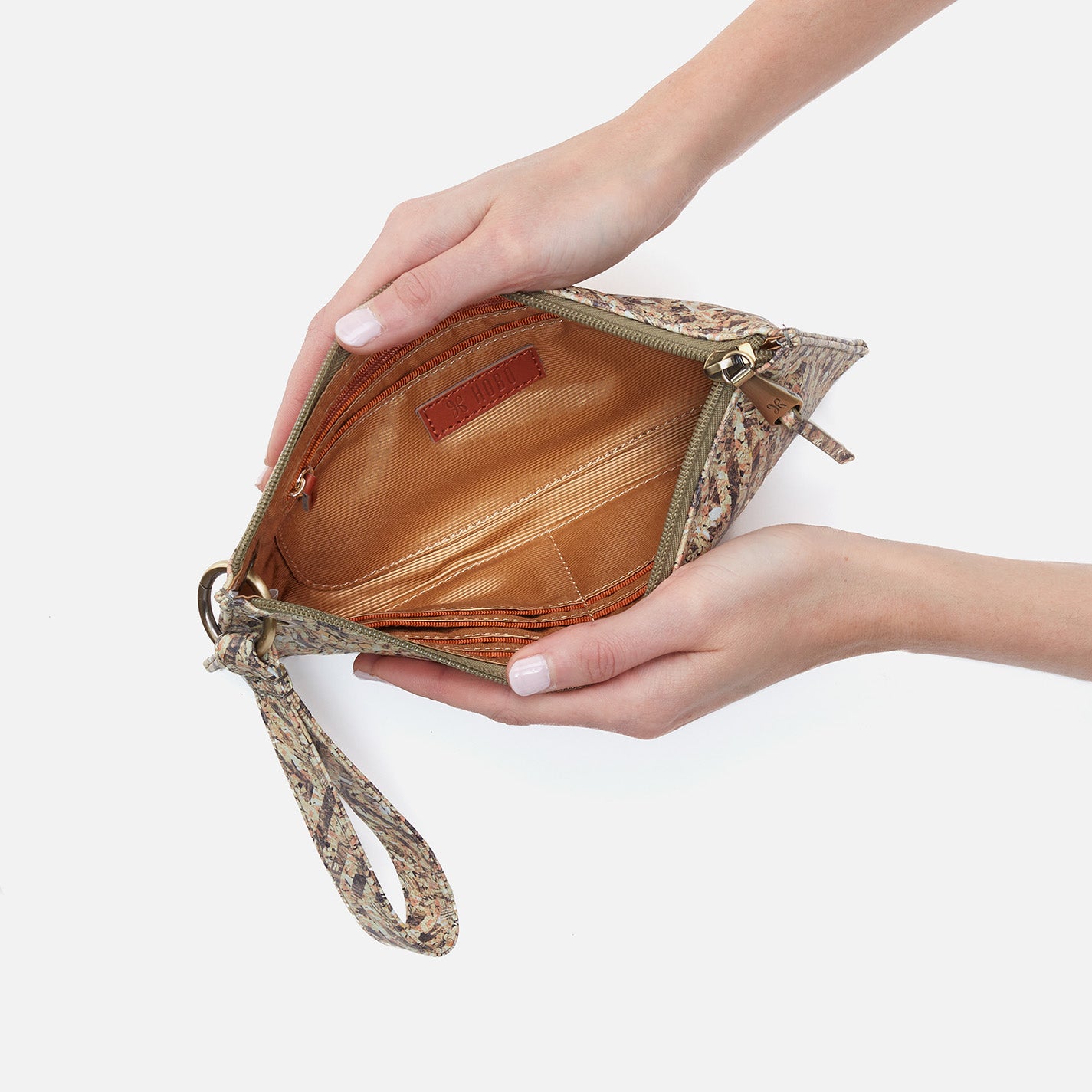 Vida Printed Leather Wristlet - Neutral Mosaic Pattern Crossbody Wallet for Women | Perfect for Everyday Use, Shopping & Travel