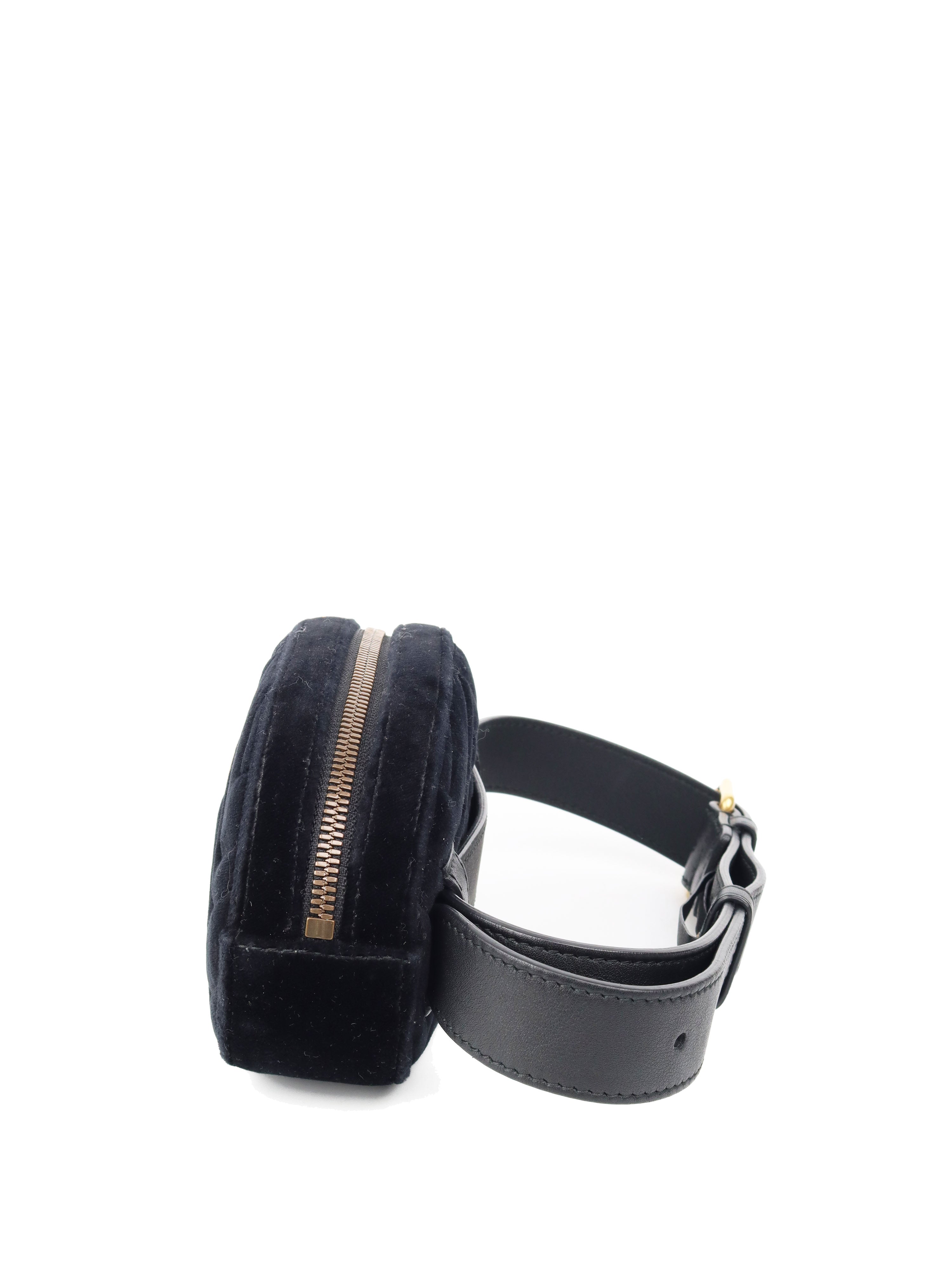Gucci Black Velvet Marmont Belt Bag 65 - Luxury Crossbody Fanny Pack for Women | Perfect for Parties, Travel & Everyday Use