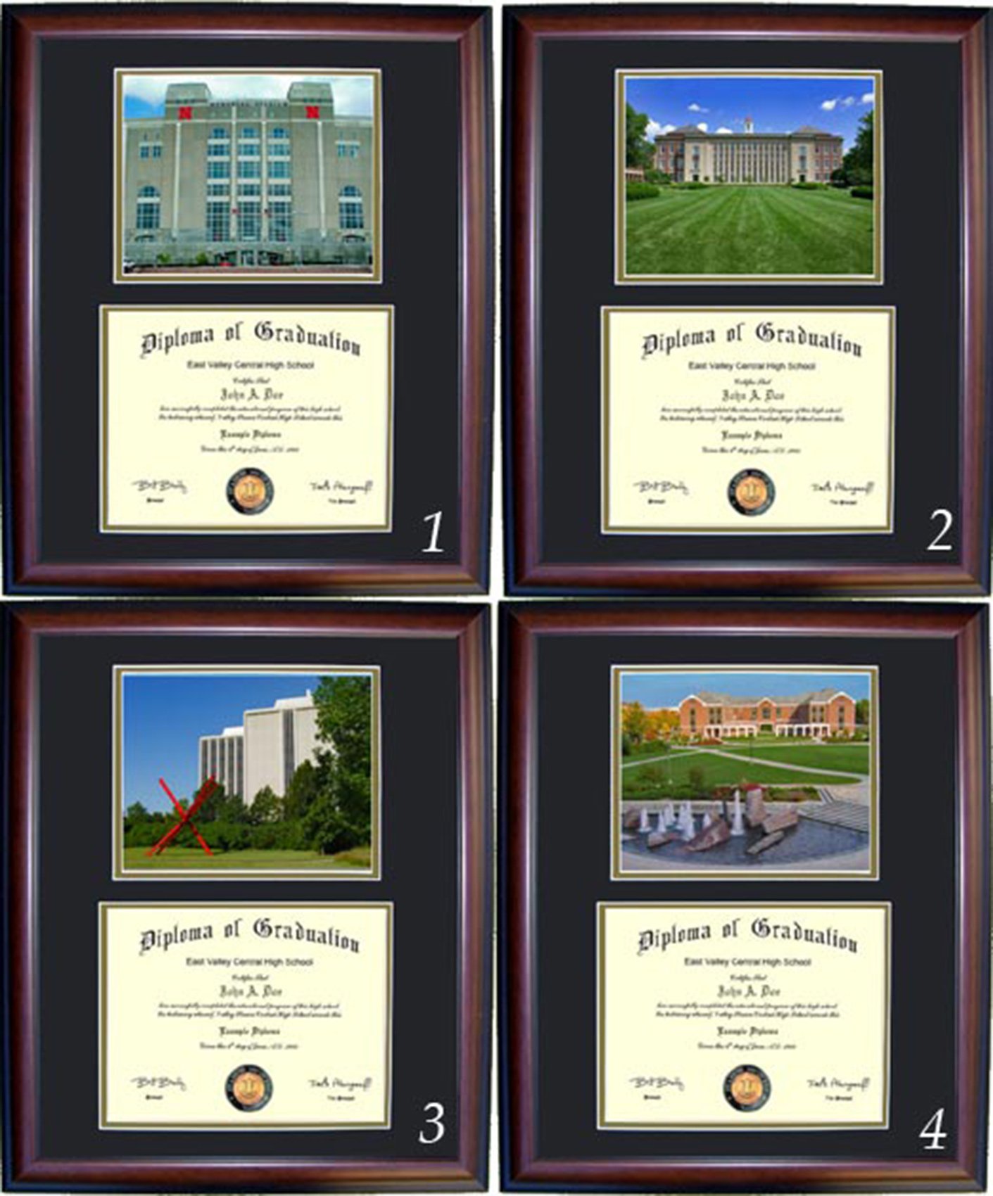 Nebraska Diploma Frame with Photo Display - Premium Walnut Wood Frame for Graduation Certificates & Diplomas - Perfect for Home, Office, or Gift