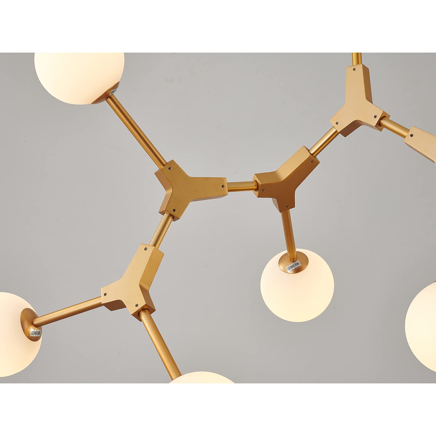 Bethel Gold Metal Frame Ceiling Light Fixture with Milk White Glass Shades - Elegant Dining Room, Bedroom, or Living Room Lighting Solution
