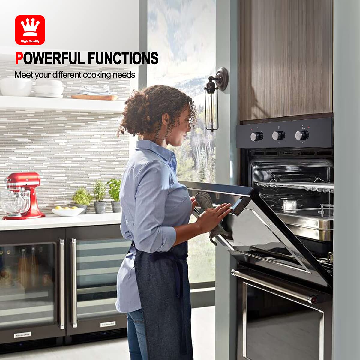 ESB60DOOR Replacement Single Wall Oven Door for GASLAND Chef Built-In Oven - Black Glass Door Panel - Compatible with Gas & Electric Wall Ovens - Perfect for Kitchen Remodeling & Appliance Repair
