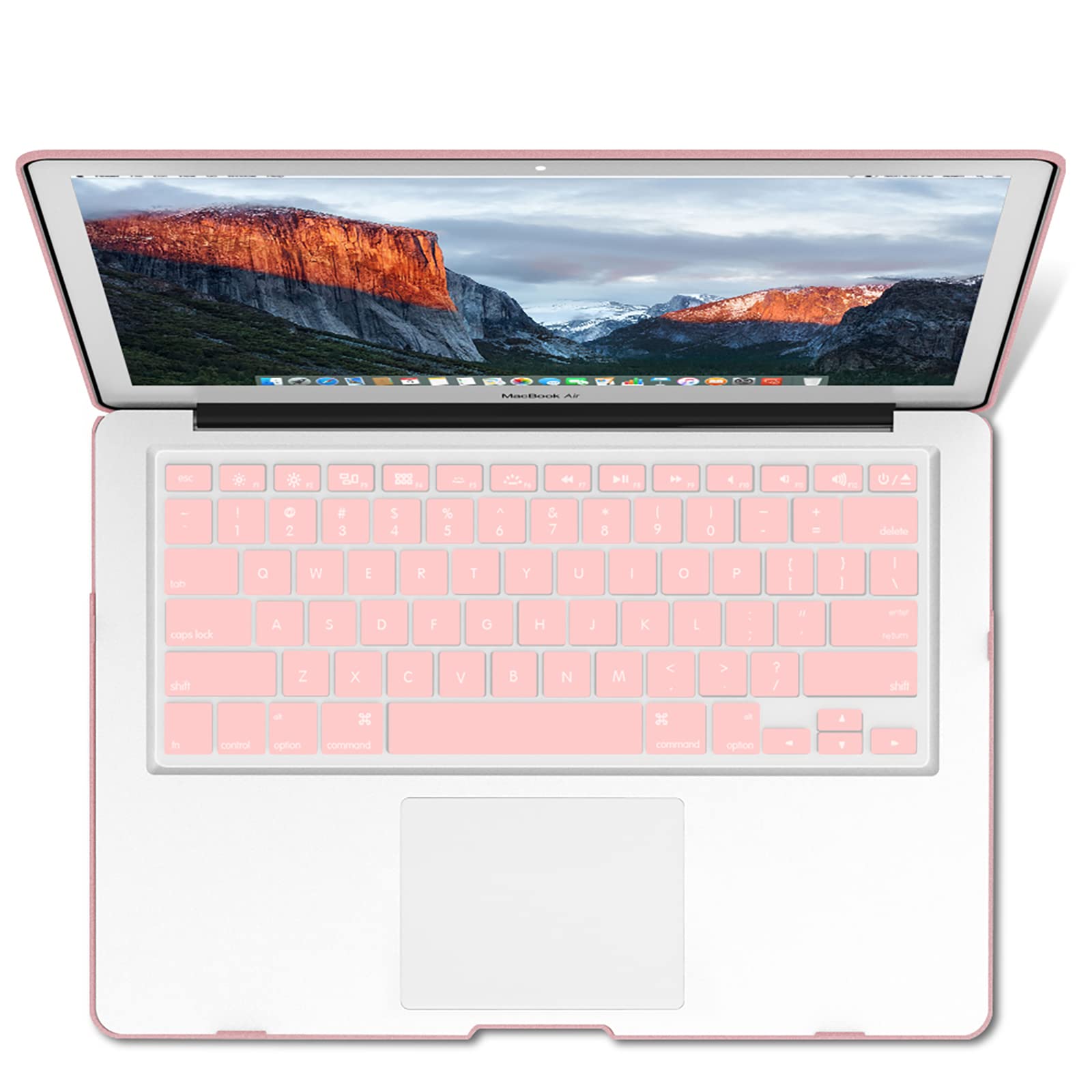IBENZER Hard Shell Case Compatible with MacBook Pro 13 Inch 2012-2015 (A1502 A1425) - Keyboard Cover for Old Version Apple Mac Pro Retina 13 - Rose Quartz (R1301RQ+1) - Protective Cover for Work, Travel & School Use