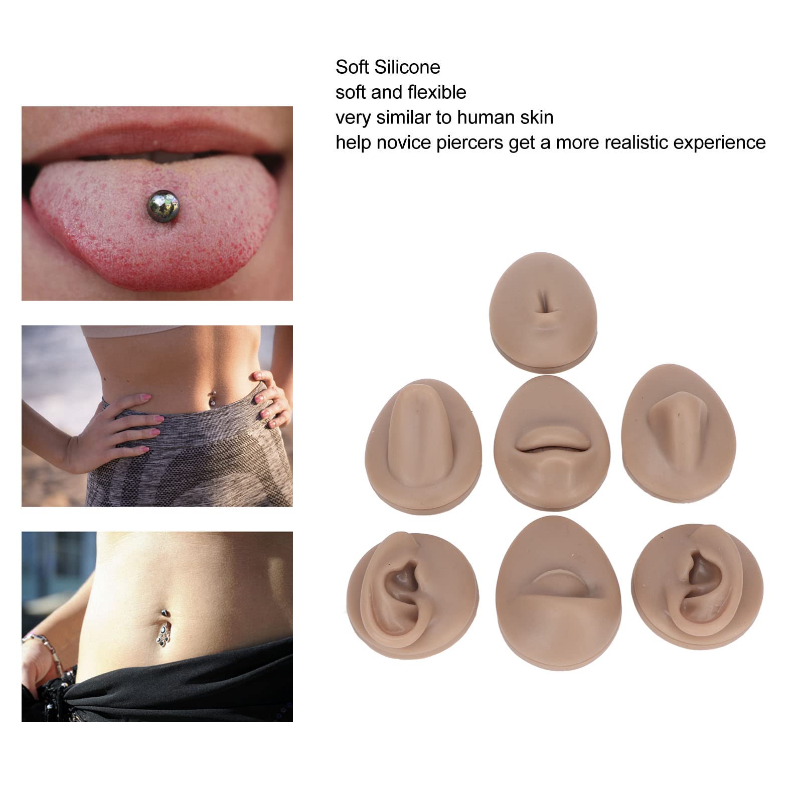 Professional Dark Skin Silicone Anatomy Model - Realistic Ear, Eye, Nose, Mouth, Tongue & Belly Button for Medical Training, Acupuncture Practice & Massage Therapy - Ideal for Students, Professionals & Classroom Demonstrations