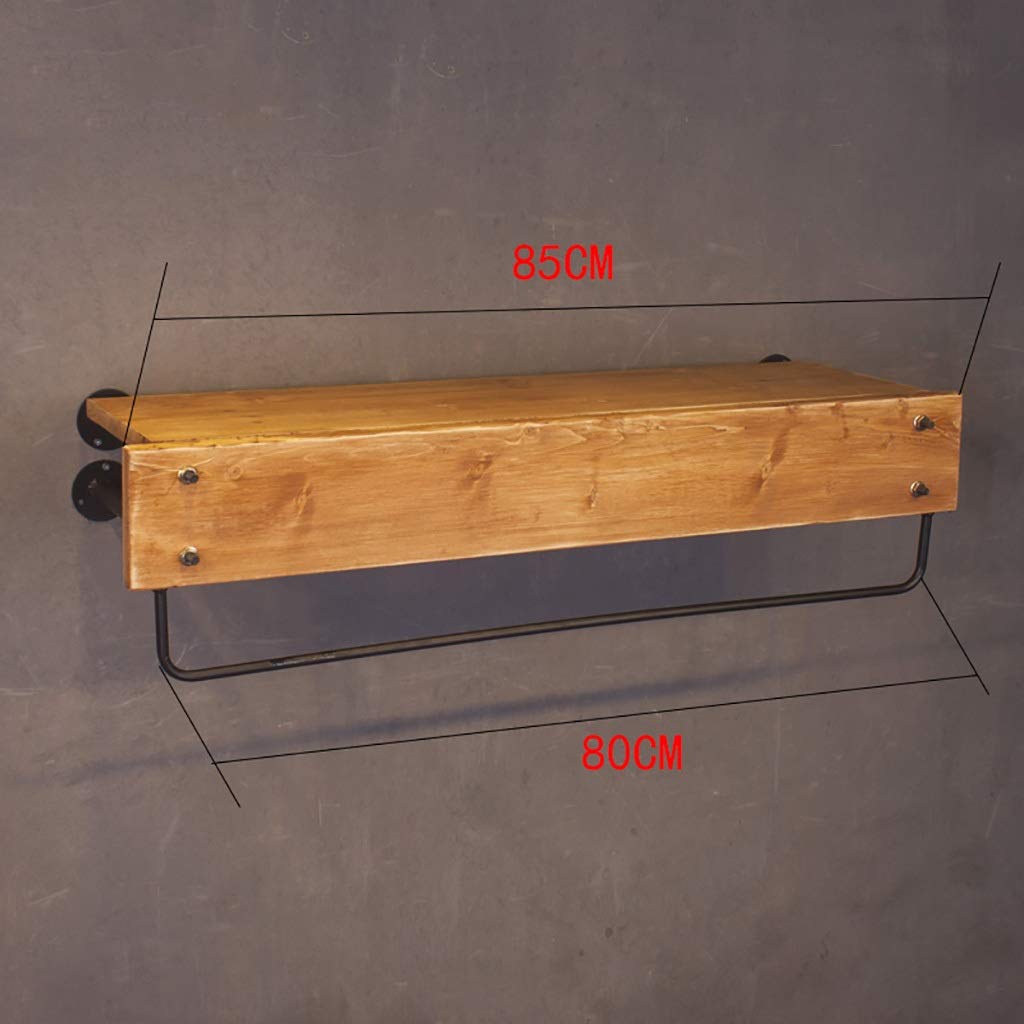 Wooden Clothing Display Shelf - Wall Mounted Closet Organizer with 4 Hanging Rods, Coat Rack for Retail Stores & Boutiques (85cm) - Perfect for Clothing Stores, Boutique Displays & Home Closet Organization